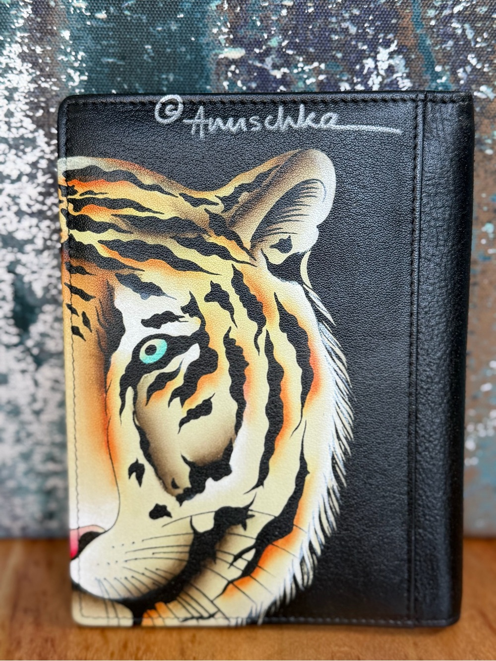 Anuschka Maximalist Tiger Hand-Painted Leather Wallet